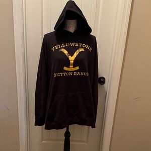 Yellowstone Dutton Ranch Black Hoodie with Distressed Gold Logo